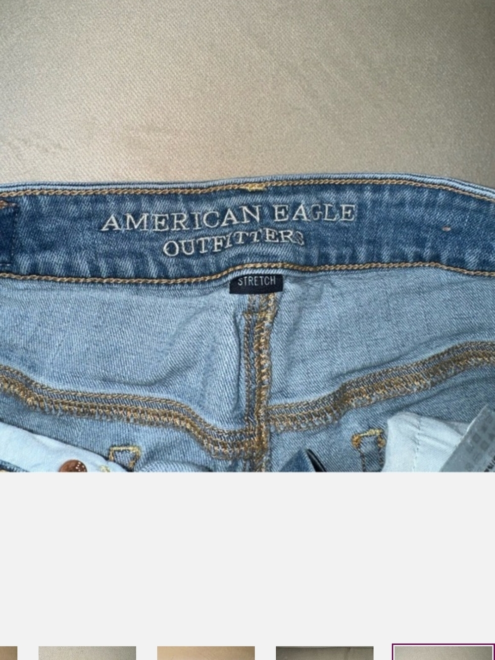 American Eagle Outfitters Light Blue Denim Shorts with White Lace Trim - Picture 5 of 5